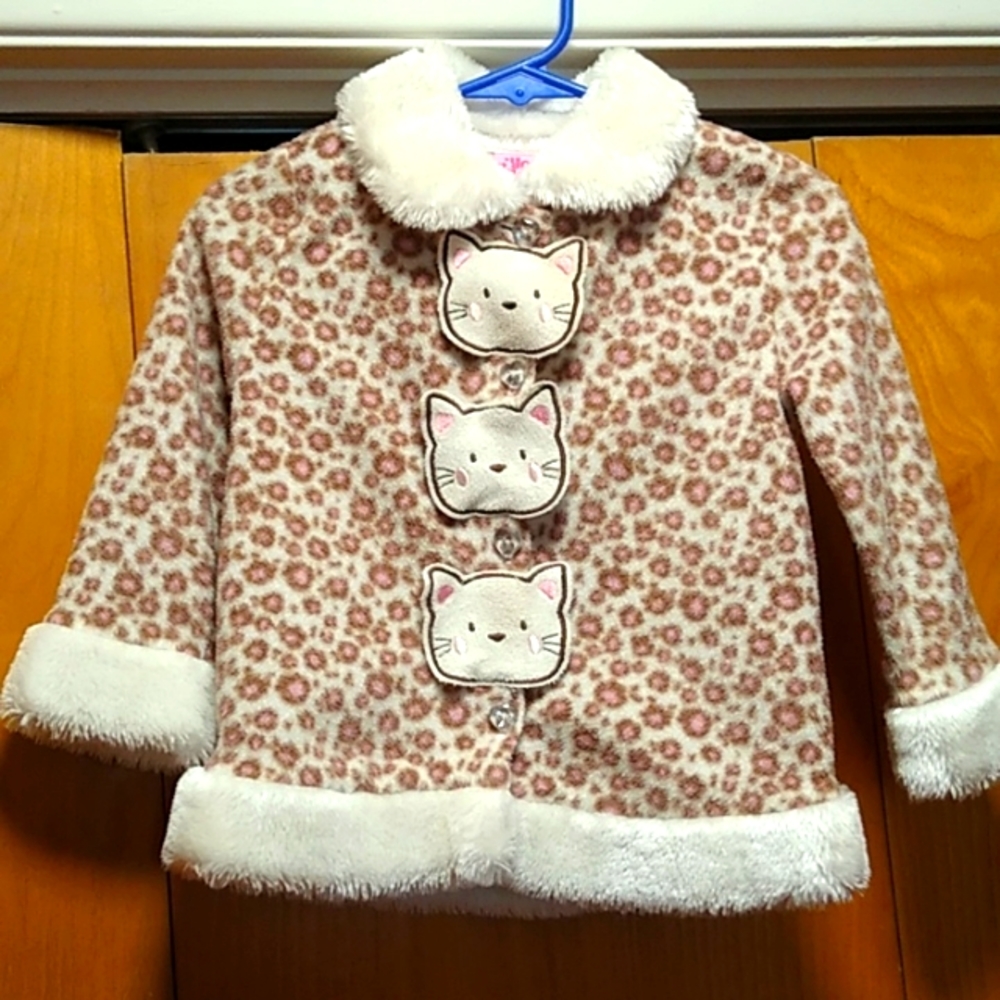 Young Hearts Size 2T coat sweater cat animal print faux fur